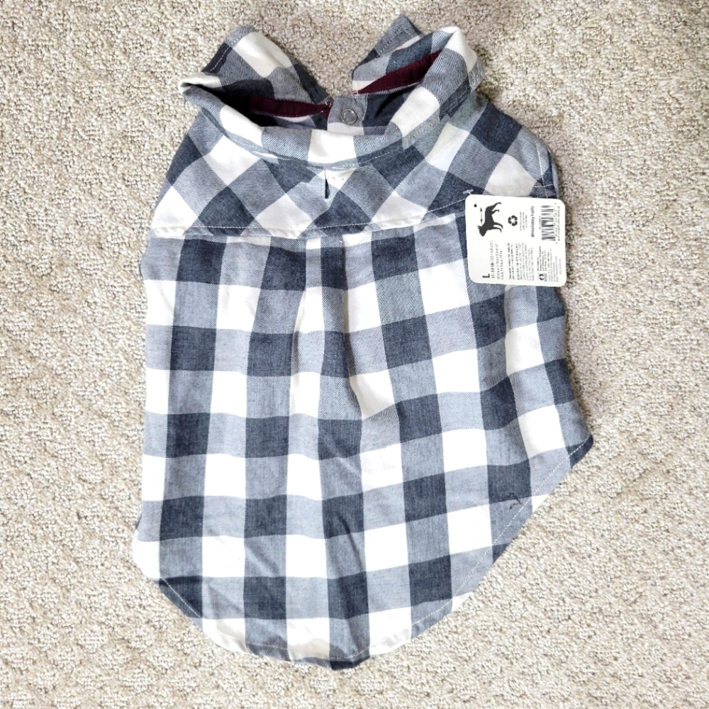 Holiday Tails Plaid dog shirt- L
